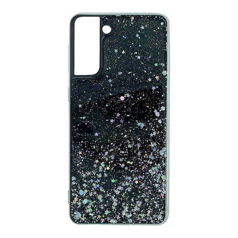Custodia Samsung S21 Plus bling silver stars black