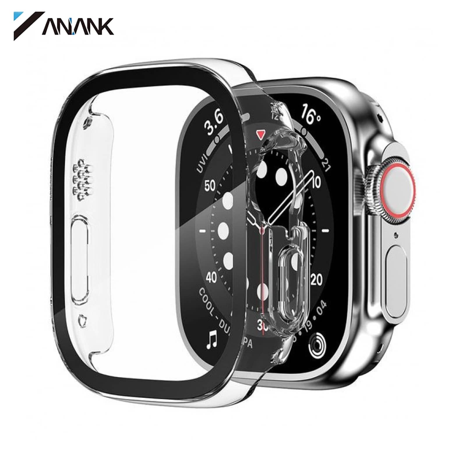 ANANK Apple Watch Ultra 49mm - Tempered Glass / Panzerglas mit Bumper Case, Transparent