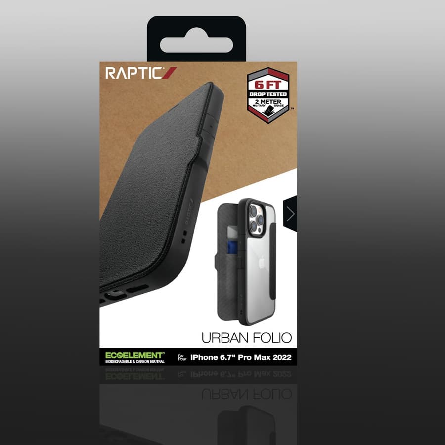 iPhone 14 Pro Max - Raptic Urban Folio, Outdoor-Flip Case, schwarz – 3