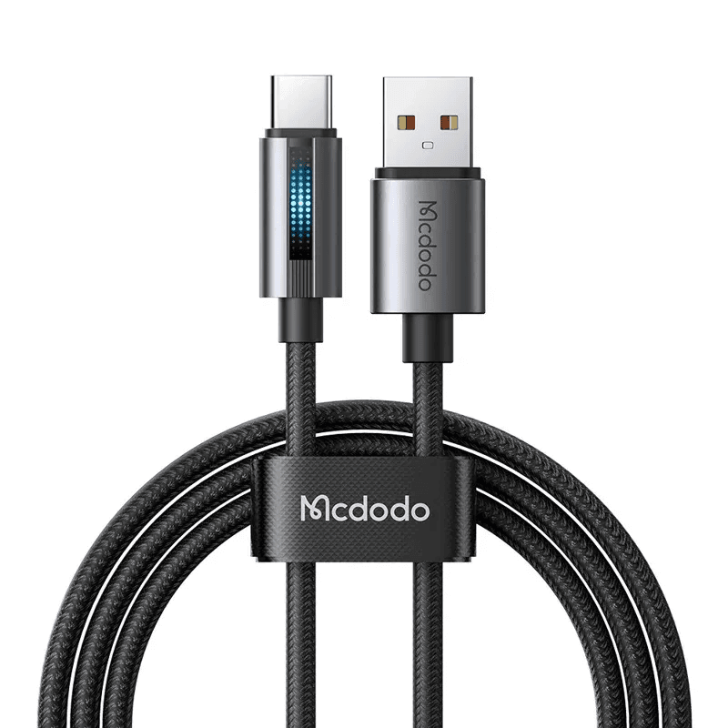 McDodo -USB-A auf USB-C Ladekabel mit Ladelämpchen, 1.2m, Schwarz