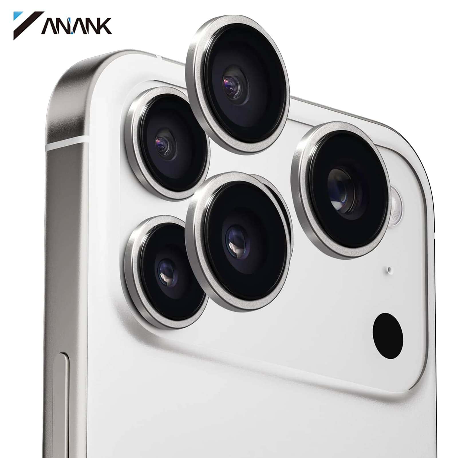 ANANK iPhone 17 Pro / 17 Pro Max - Vetro blindato della fotocamera posteriore - 99AR+ Corning Glass, protezione a doppia lente, argento