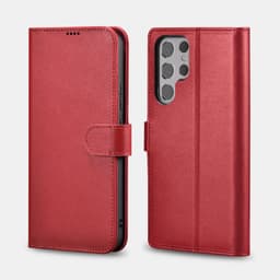 Samsung S22 Ultra - iCarer Echtleder Flip Case rot (AKSM06) – Bild 1