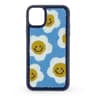 iPhone 13/14 - Custodia a maglia Flower Smiles - Blu con ricamo