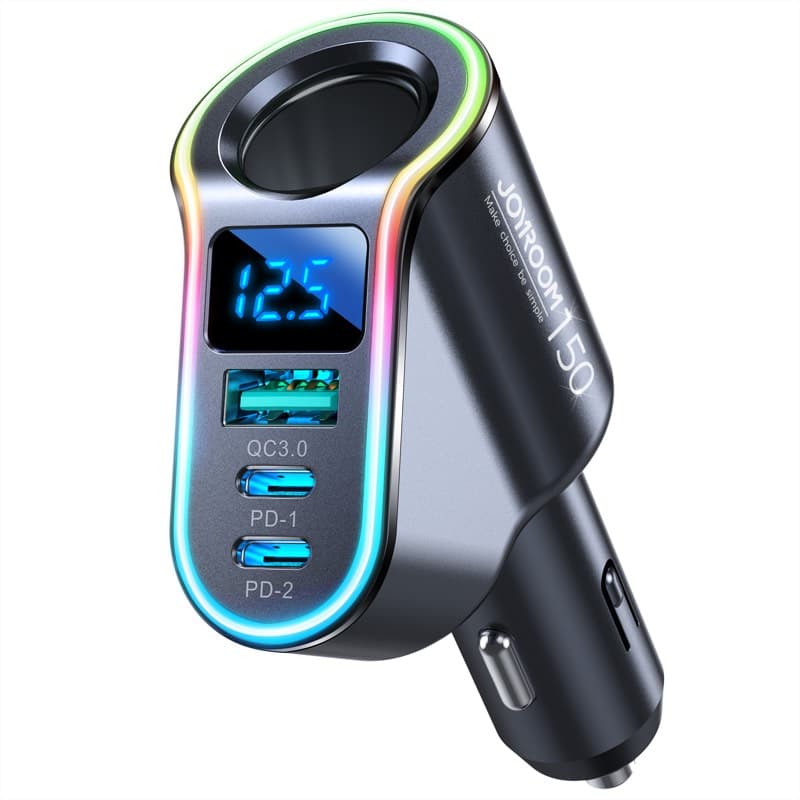 Joyroom - Caricabatterie da auto 4-in-1 da 150W, nero, ricarica rapida per smartphone e tablet (JR-CL21) – 4
