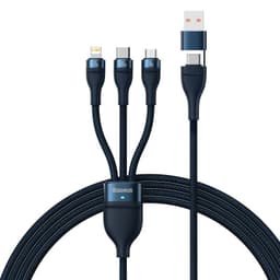 Baseus - Flash Serie Ⅱ - 2-in-1 Ladekabel U+C auf M+L+C, 100W 1.2m, Blau (CASS030103) – Bild 1
