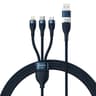 Baseus - Flash Serie Ⅱ - 2-in-1 Ladekabel U+C auf M+L+C, 100W 1.2m, Blau (CASS030103)
