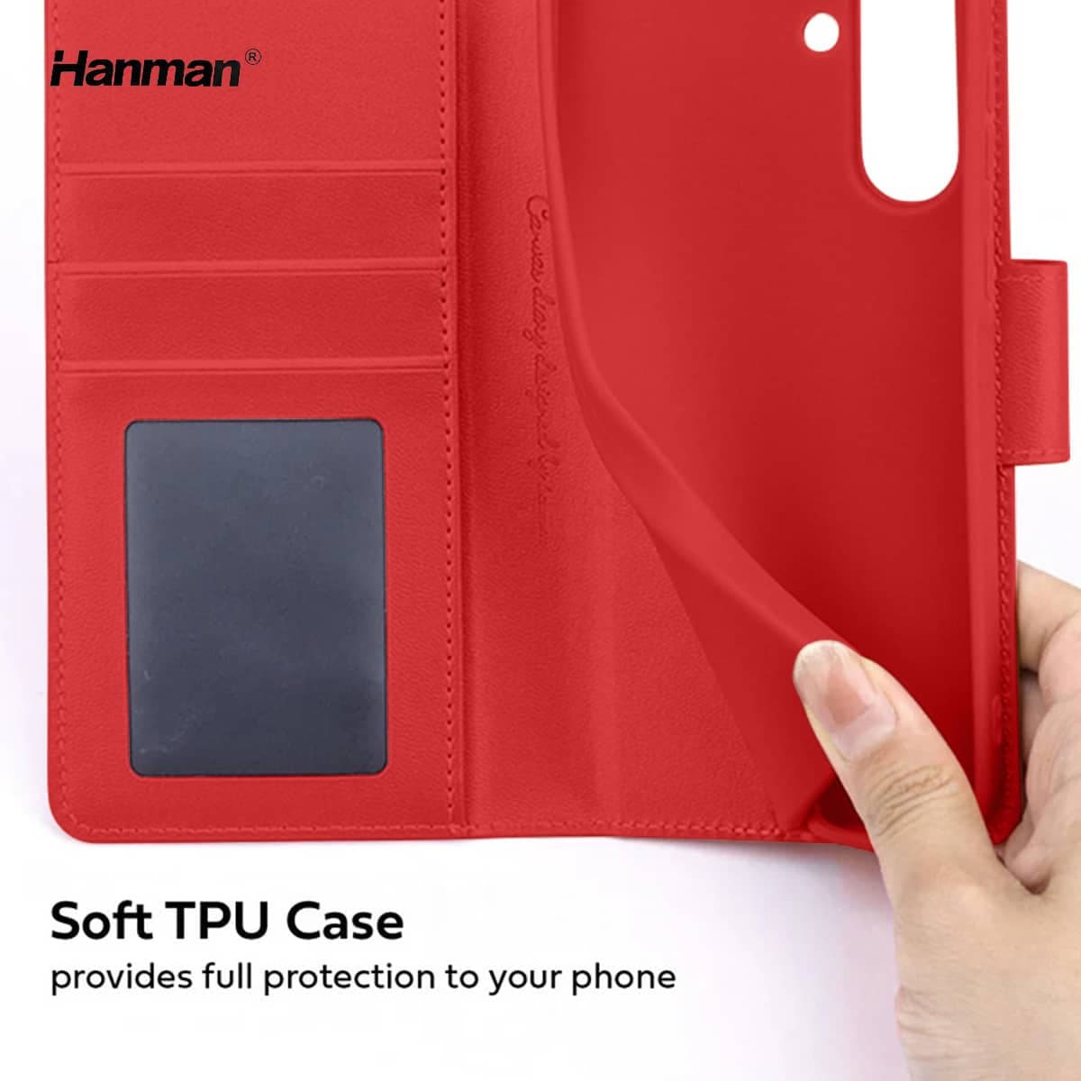 Samsung Galaxy A17 (2025) - Custodia Hanman Mill con 3 scomparti per carte, rosso – 3