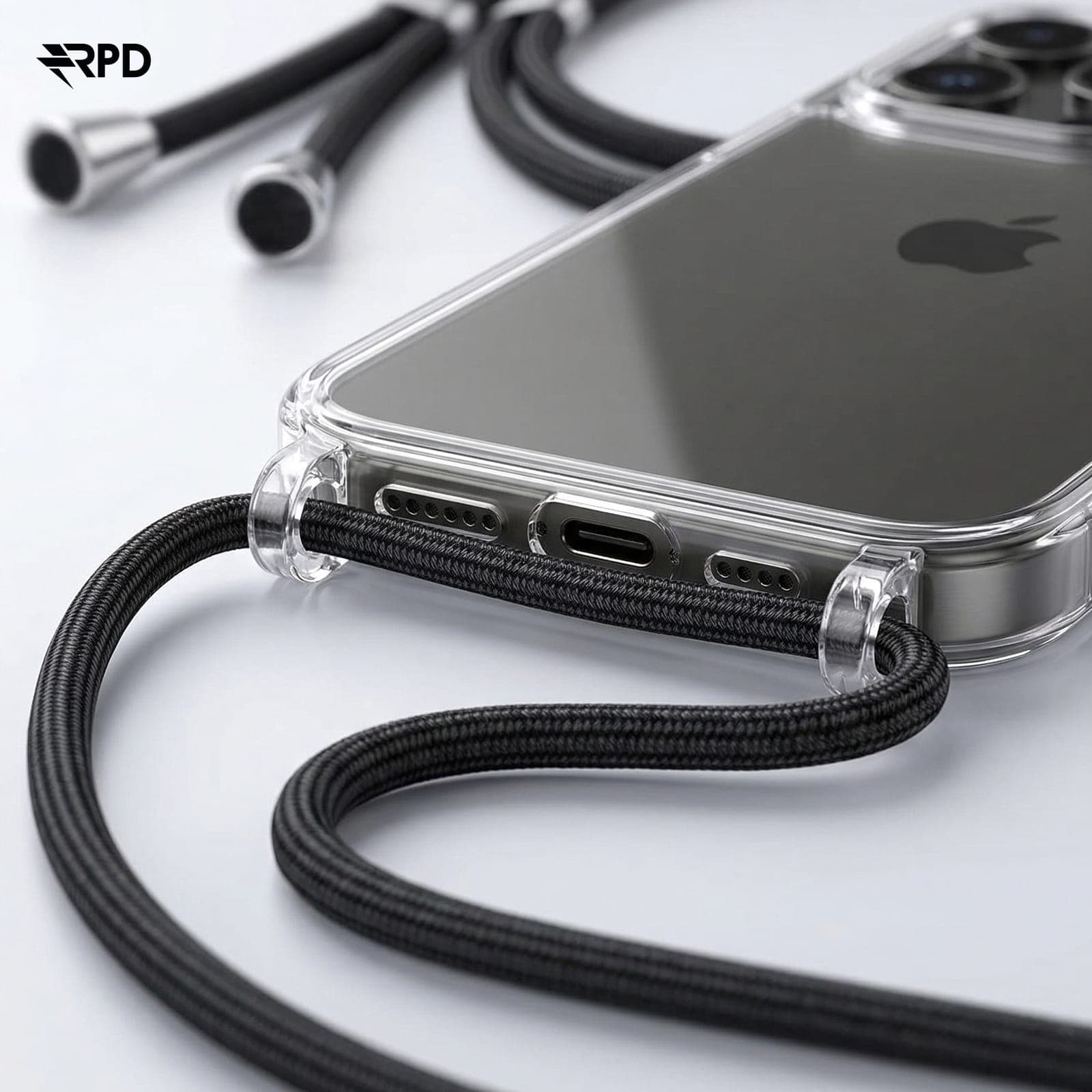 iPhone 14 - Handykette / Necklace – Transparent mit praktischem schwarzem Band – 4
