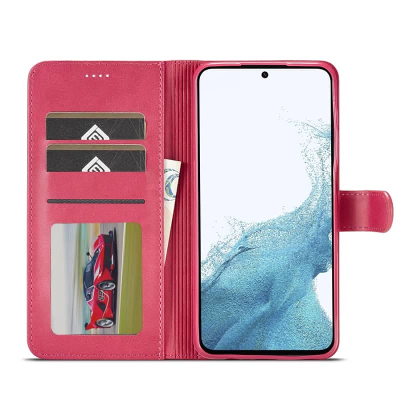 Samsung S10e - LC.IMEEKE Custodia a portafoglio con 3 scomparti per carte e chiusura magnetica, rosa – 4