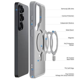 Samsung Galaxy S26 Ultra - Dux Ducis Yind Series avec Magsafe et fonction stand, Gris – Bild 4
