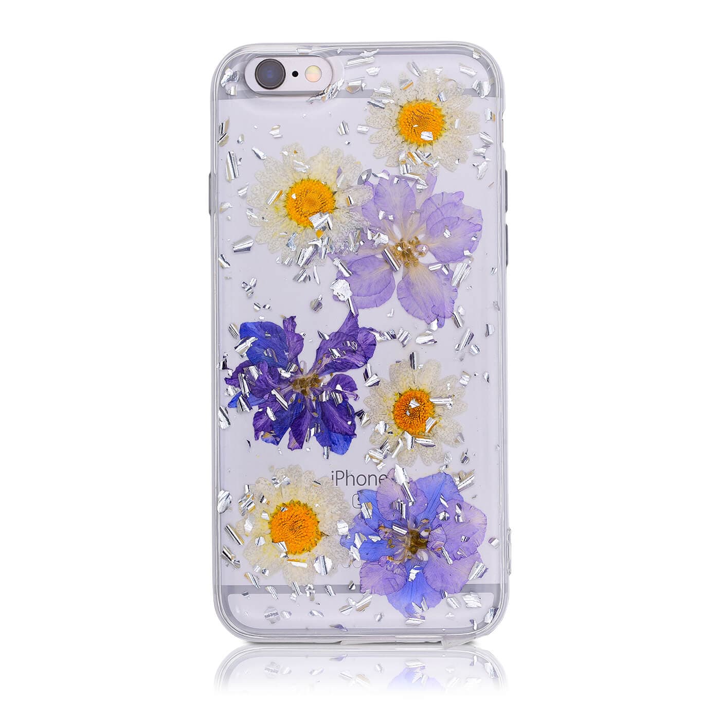 Apple iPhone 6 / iPhone 6S - Flowers & Silver pieces