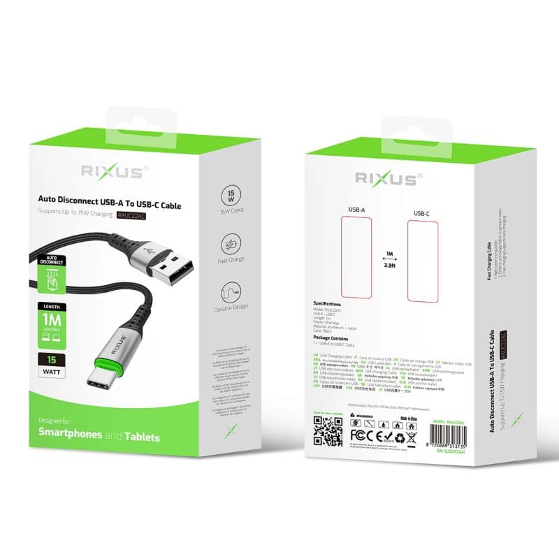 Rixus - Fast Charging Cable A to C (RXUC22AC) - 1m - 60 Watt – 4