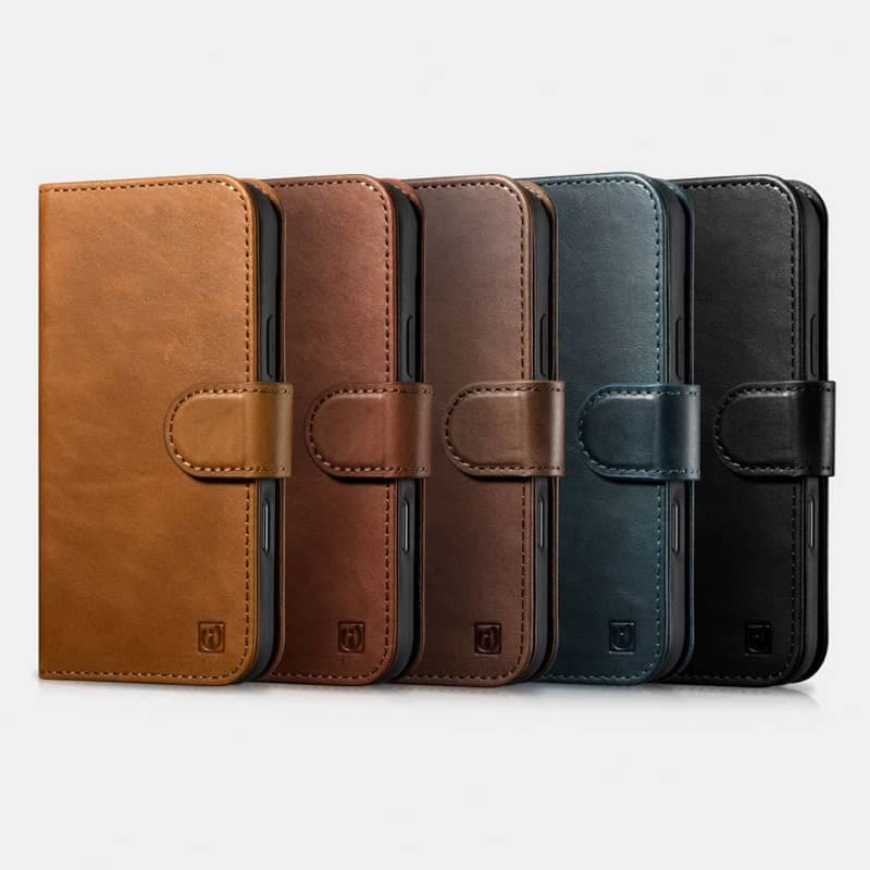 iPhone 16 Pro Max - iCarer Oil Wax Premium Genuine Leather Detachable 2 in 1 Wallet Flip Case con RFID Blocker, nero – 4