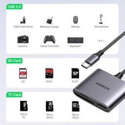 Ugreen - USB-C SD card reader 3-in-1 (CM387 / 80798), gray/black – Bild 5