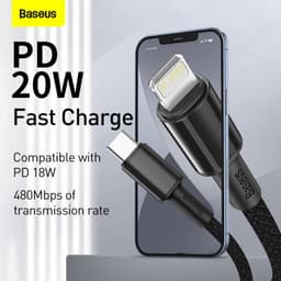 Baseus - Cavo di ricarica rapida ad alta densità da Tipo-C a iP PD, 20W 2m, nero (CATLGD-A01) – Bild 9