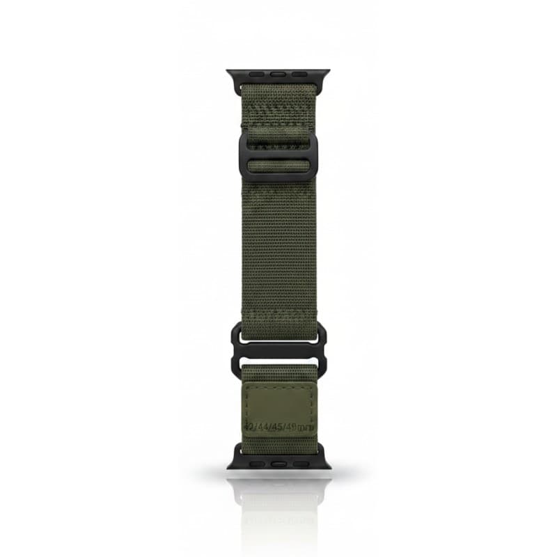 Apple Watch Sport Armband Stoff mit Schwarzem Verschluss 42/44/45/49mm Dunkelgrün