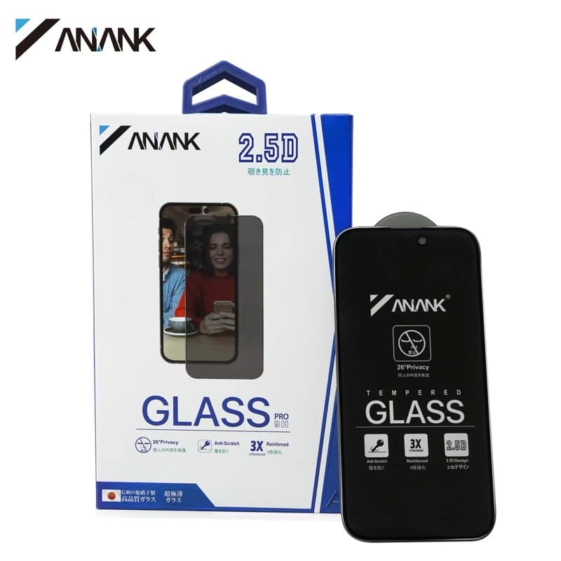 ANANK 2.5D Privacy trasparente (colla coreana LG Privacy) vetro blindato per iPhone 16 Pro – 3