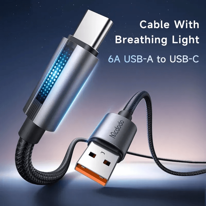 McDodo -USB-A auf USB-C Ladekabel mit Ladelämpchen, 1.2m, Schwarz – 2
