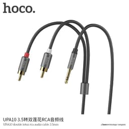 Hoco - Double Lotus Rca Audio Cable 3.5MM 1.5M (UPA10), Schwarz – Bild 1