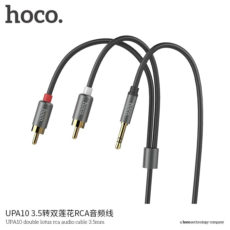 Hoco - Double Lotus Rca Audio Cable 3.5MM 1.5M (UPA10), Schwarz