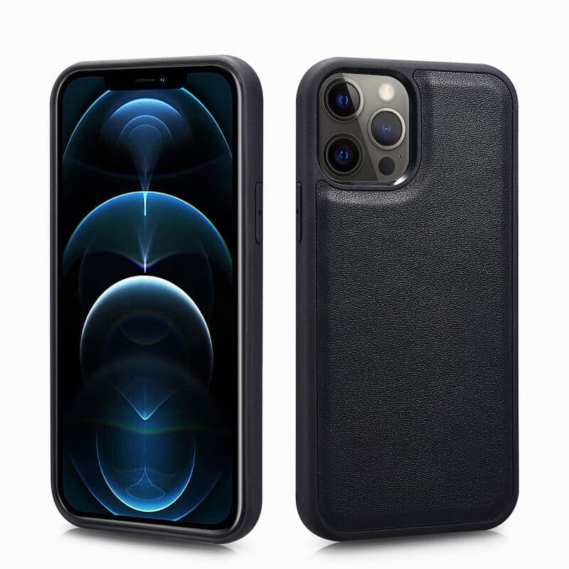 iPhone 11 Pro Max - Nappa genuine leather wallet case (2 in 1) RIX1112-BK, black – 2