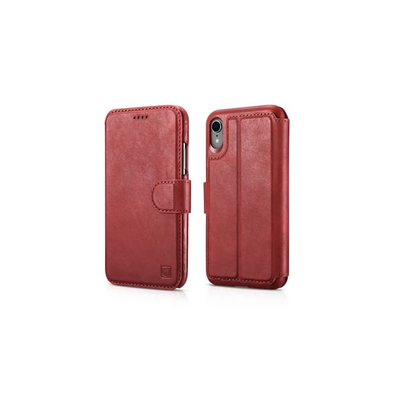 iPhone XR iCarer Detachable PU Leather Wallet Case red