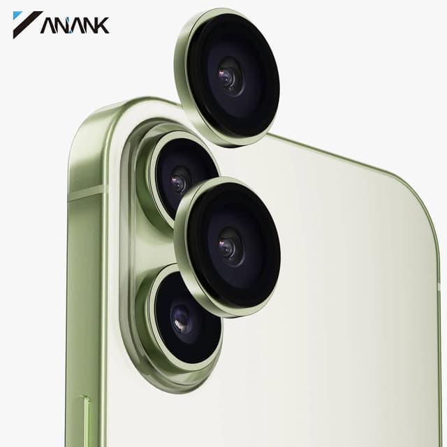 ANANK iPhone 17 - Rear camera armored glass - 99AR+ Corning Glass, Dual Lens Protection, Light Green