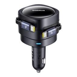 Baseus Enjoyment Max Car Charger - 60W Dual USB-C Retractable Cable, Rotatable Design - Black – Bild 1