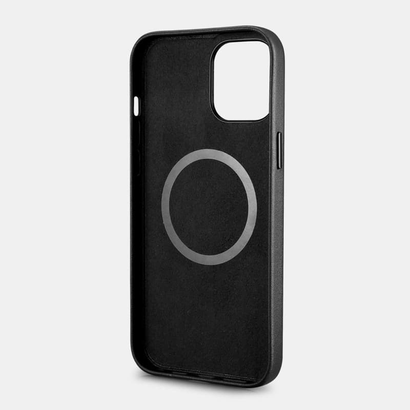 iPhone 12 mini - iCarer - Étui arrière en cuir avec logo, noir (WMI1215-BK) – 2