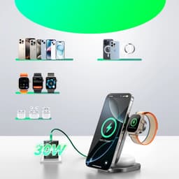 Joyroom - Caricabatterie induttivo wireless Qi 3-in-1, nero – Bild 3