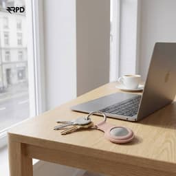AirTag Schlüsselanhänger - RPD Silikon Case mit Metallring, Sandpink – Bild 4