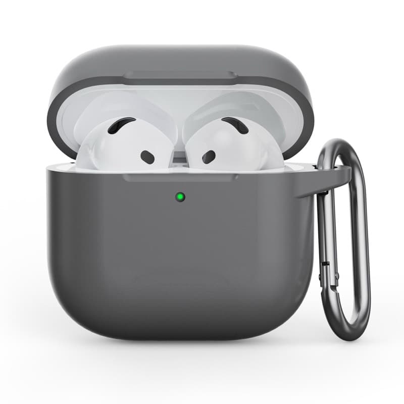 AirPods 4th Gen - Silicone case - Robust protection with carabiner, Advanced Ash (gray)