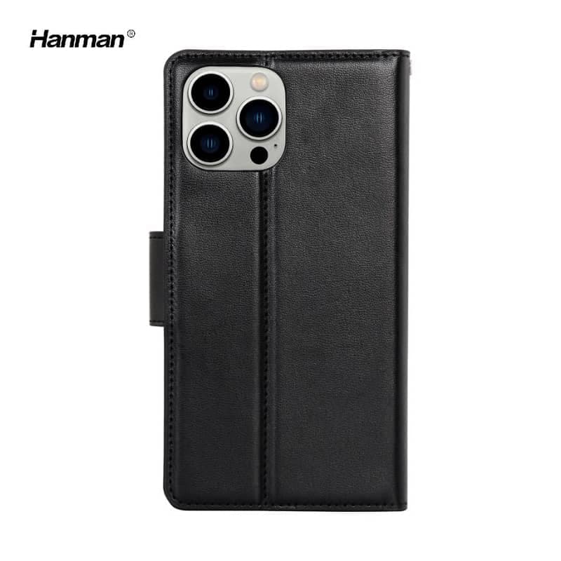 Apple iPhone 5/5S/SE (2016) - Hanman Mill Flip Case mit 3 Kartenfächern, schwarz – 4
