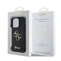 iPhone 16 Pro Max - Guess PU Fixed Glitter 4G Metal Logo Back Case (GUHCP16XHG4SGK), Black – Bild 6