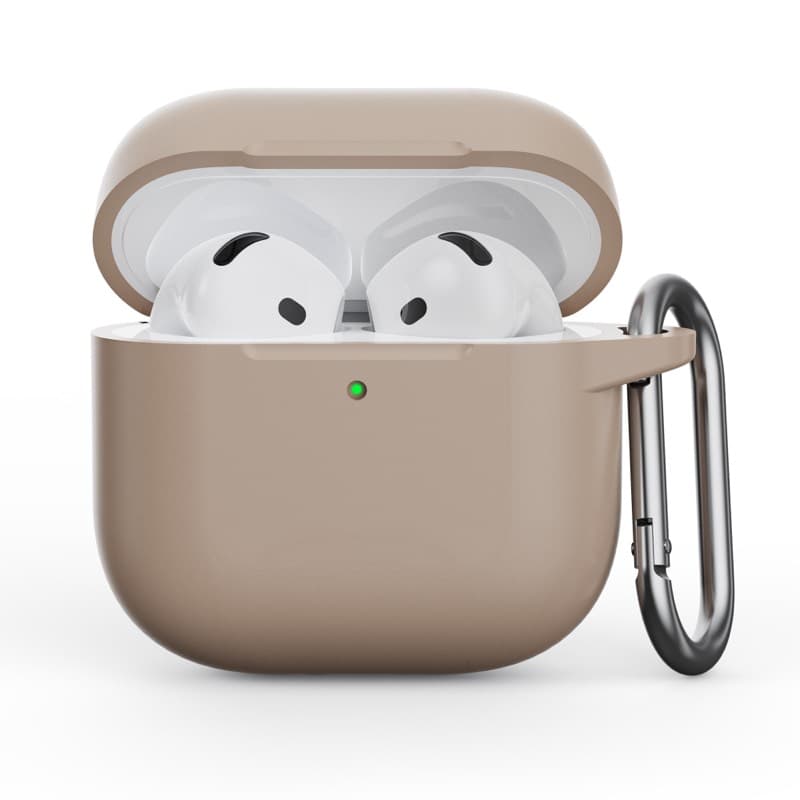 AirPods 4th Gen - Silicone case - Robust protection with carabiner, Sand Powder (beige)
