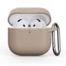 AirPods 4th Gen - Custodia in silicone - Protezione robusta con moschettone, polvere di sabbia (beige)