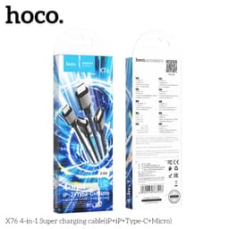 Hoco X76 4-in-1 Super charging cable(iP+iP+Type-C+Micro), schwarz – Bild 6