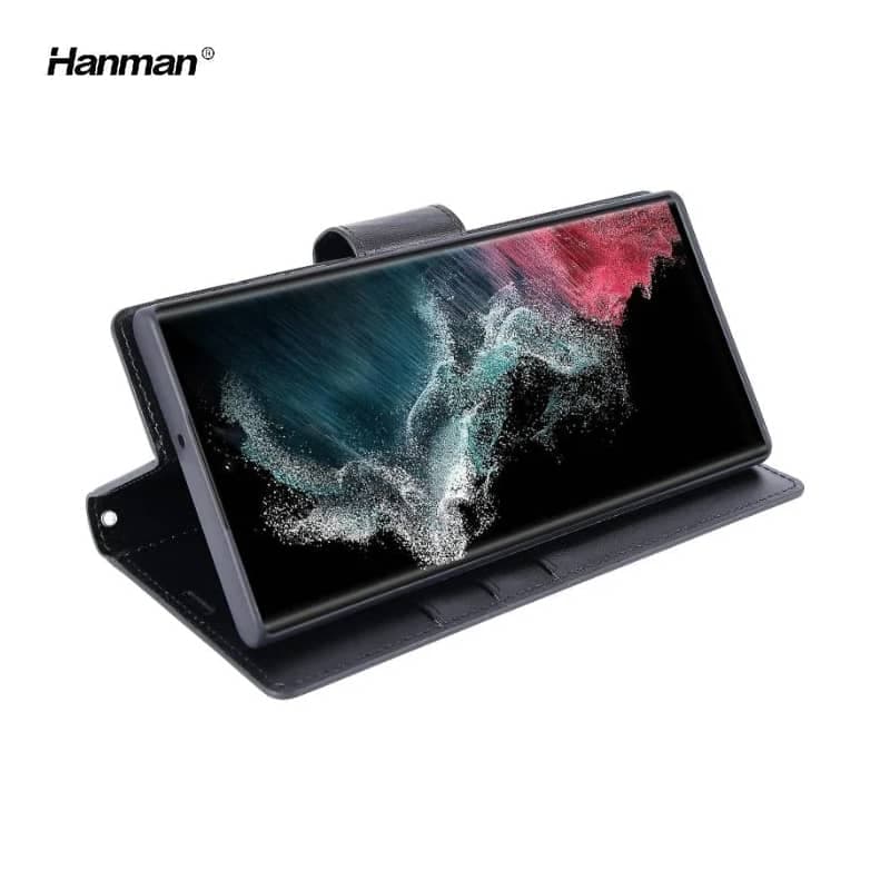 Samsung Galaxy S23 - Custodia flip Hanman Mill con 3 scomparti per carte di credito, nero – 3
