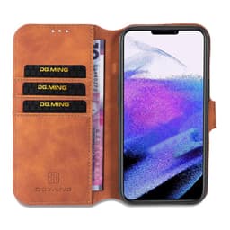iPhone 13 Pro Max - DG.MING Etui à rabat vintage, 3 emplacements pour cartes, fermeture magnétique, brun chameau – Bild 6