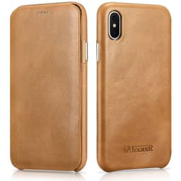 iPhone X / XS - iCarer Curved Edge Vintage Folio en cuir véritable RIX04-GG, Kaki – Bild 1