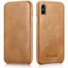 iPhone X / XS - iCarer Curved Edge Vintage Folio en cuir véritable RIX04-GG, Kaki