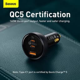 Baseus - Carica rapida - Caricatore rapido multiplo per auto, 160W, grigio (TZCCZM-0G) – Bild 4