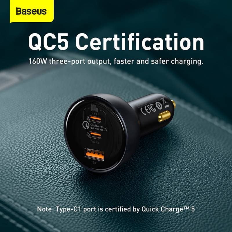 Baseus - Carica rapida - Caricatore rapido multiplo per auto, 160W, grigio (TZCCZM-0G) – 4