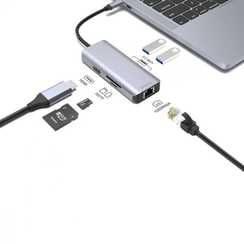 Proove - 6-in-1 HDMI Iron Link, (2x USB-A, 1x RJ45, 1x SD HDMI 3840x2160 30Hz) Silver – 3