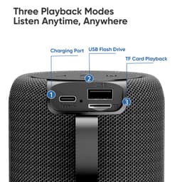 Rock - S56 Hi-Fi Fabric Mesh Portable Bluetooth LED Speaker, Speaker, Black – Bild 3