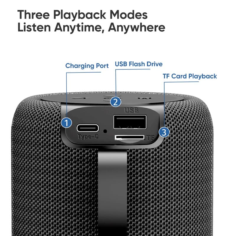 Rock - S56 Hi-Fi Fabric Mesh Portable Bluetooth LED Speaker, Speaker, Black – 3