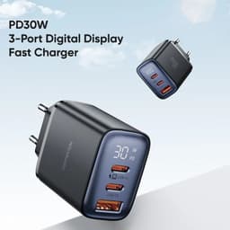 McDodo - Fast Charger with Digital Display, 30W, 2x USB-C & 1x USB-A, Schwarz – Bild 2