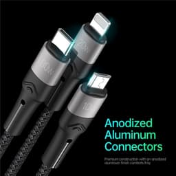 DUZZONA - 3-in-1 USB-C, 1.3m, Schwarz - Lightning, Micro USB, Typ-C Adapter, 100W Schnellladung – Bild 8