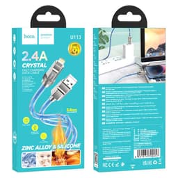 Hoco - U113 20W Fast charging resistant cable Lightning to USB-A 1M, Blue – Bild 2