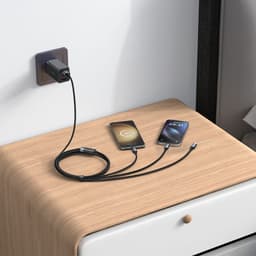 McDodo - Câble 3 en 1, transparent, USB-A vers C + Lightning + Micro-USB, 1,2 m, noir – Bild 2
